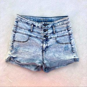 Refuge Shorts Jean Short Distress High Rise Acid Wash Sz.4